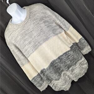 UNIVERSAL THREAD CO! AWESOME SOFT & FLUFFY OVERSIZED GRAY, CREAM SWEATER! SZ XL